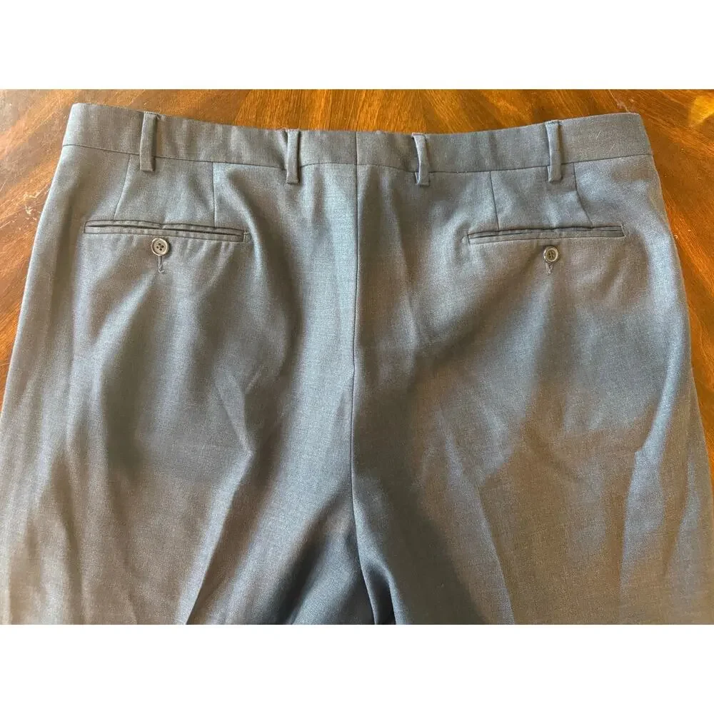 Santorelli Men Wool Trousers Dress Pants Size 40 Blue Business Office Work Italy